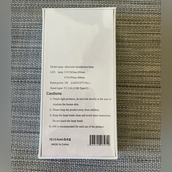 Portable UVC Sterilizing Lamp LED 2W Power Lamp New in Box - Picture 2 of 2